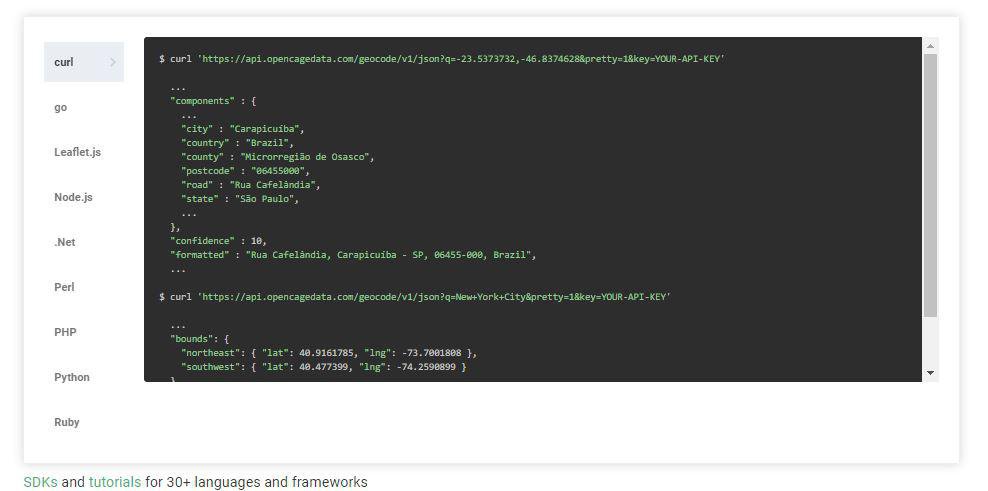 Captura de pantalla 1 de la API de codificación geográfica de OpenCage